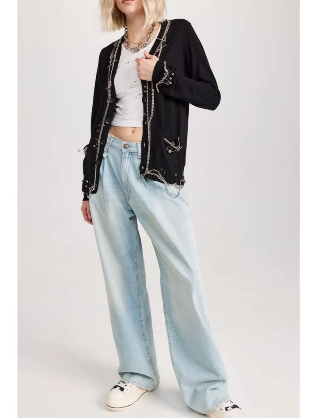 NWT R13 Damon Pleated Wide Leg Jeans - Lennon Blue 23/24/25/31
